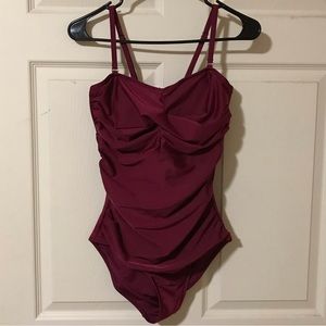 Burgundy One Piece Swimsuit